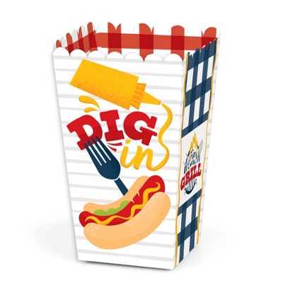 Big Dot of Happiness Fire Up the Grill - Summer BBQ Picnic Party Favor Popcorn Treat Boxes - Set of 12