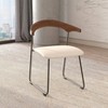 LeisureMod Upholstered Dining Chair in Leather with Beech Back and Iron Legs  Set of 4 Lyra Series - 2 of 4