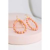 Slickblue Hoop Earrings, Boho Round Hoops with Beads, Festival Earrings, Wood Rubber Mix, 1.5", Gold Pink - 2 of 3