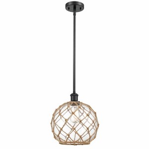 Farmhouse Rope - 1 Light Stem Hung Mini Pendant In Industrial Style-13 Inches Tall and 10 Inches Wide - 1 of 1