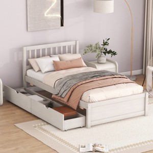 RISOKEYS Twin Size Bed Frames with Headboard,Platform Bed Frame with 2 Drawers and 10 Strong Wooden Slats,Wooden Bed Frame,for Girls,Boys and Teens - 1 of 4