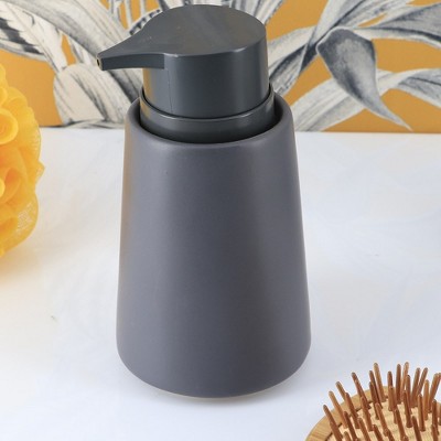 Evideco French Home Goods Modern Stoneware Soap Dispenser - 14 fl oz, Bathroom Accessory with Sturdy Pump for Hand Soap or Lotion