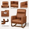 Yaheetech Faux Leather Upholstered Rocking Chair with Rubberwood Legs Brown - 4 of 4