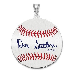 Black Bow Jewelry Sterling Silver Don Sutton Signature LG Enamel Baseball Pendant - 1 of 4