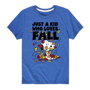 Boys' - Peanuts - Just A Kid Who Loves Fall Short Sleeve Graphic T-Shirt - 1 of 4