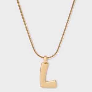 Round Snake Chain "L" Initial Necklace- A New Day™ Gold - 1 of 4