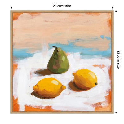 Sylvie Maple Framed Green Pear and Lemons Canvas Print