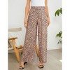 Women's Wide Leg Pants Casual Palazzo Flowy Pants Elastic High Waist Lounge Drawstring Long Trousers - 3 of 4