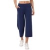Wide Leg Capri Pants for Women Pull on Loose Lounge Yoga Workout Elastic Waist Cropped Pants with Pockets - 2 of 4
