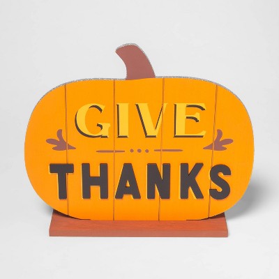 Harvest Tabletop Pumpkin Give Thanks Sign - Hyde & EEK! Boutique™