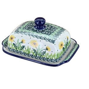 Blue Rose Polish Pottery 295 Ceramika Artystyczna Butter Dish - 1 of 2