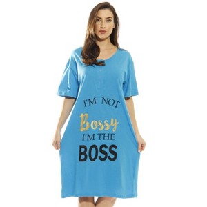 Just Love Short Sleeve Nightgown Oversized Screen Print Sleep Dress for Women - 1 of 2