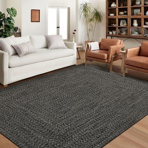Machine Washable Modern Braided Print Area Rug 4x6 Living Room Rug Stain Resistant Indoor Carpet With Non-Slip Backing Low Pile Floor Cover - 1 of 4