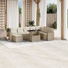 vidaXL 9 Piece Patio Sofa Set with Cushions Beige Poly Rattan - Beige and Cream Without Storage - 2 of 4