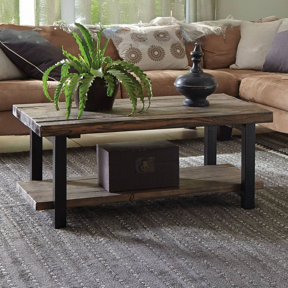 42" Pomona Metal Wood Coffee Table - Alaterre Furniture - thumbnail 7
