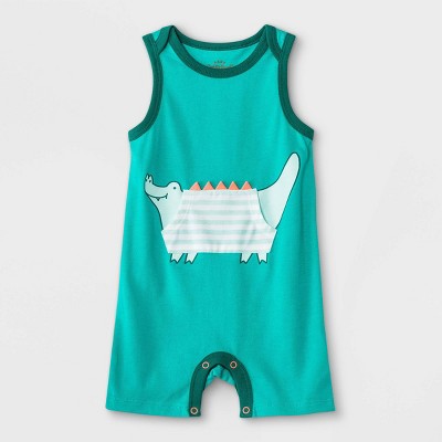 Image of Baby Boys' Alligator Pocket Romper - Cat & Jack™ Tropical Green 0-3M