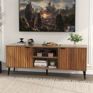 Fluted TV Stand, Mid Century Modern TV Stand for 55/60/65 inch TV, Entertainment Center - 1 of 4