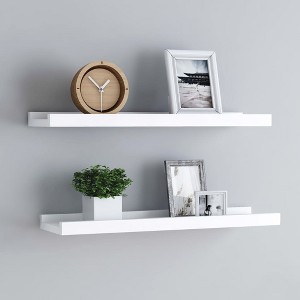 vidaXL Picture Frame Ledge Shelves 2 pcs White 15.7"x3.5"x1.2" MDF - 1 of 4