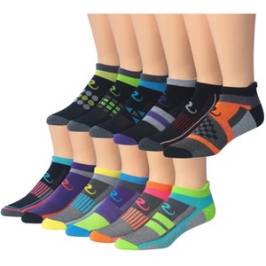 JAMES FIALLO Men's 12-Pairs Running & Athletic Hyper Glow Rush Patterned Performance Low Cut Socks - 1 of 1