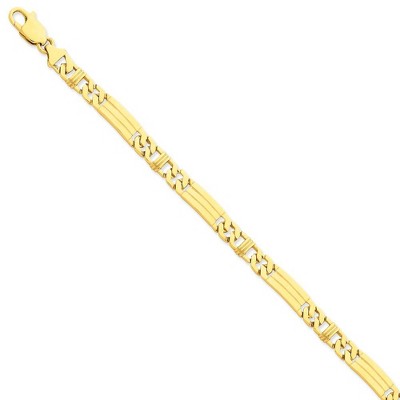 Black Bow Jewelry Men's 14k Yellow Gold, 7mm Fancy Link Bracelet, 8 Inch