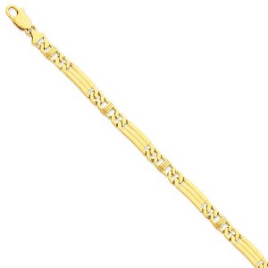 Black Bow Jewelry Men's 14k Yellow Gold, 7mm Fancy Link Bracelet, 8 Inch - 1 of 3