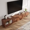 Modern 90-inch TV Stand with Open Shelves & Storage Drawers, Walnut Veneer Media Console for Living Room - 2 of 4