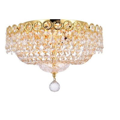 Elegant Lighting Century 4 light Gold Flush Mount Clear Royal Cut Crystal