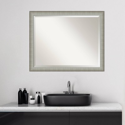 Elegant Brushed Pewter Rectangular Bathroom Vanity Wall Mirror