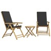 vidaXL 3 Piece Folding Bistro Set with Dark Gray Cushions Bamboo - 2 of 4
