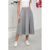 Women's A-Line Midi Skirt Casual Elastic Waist Skirt with Side Pockets - 3 of 4