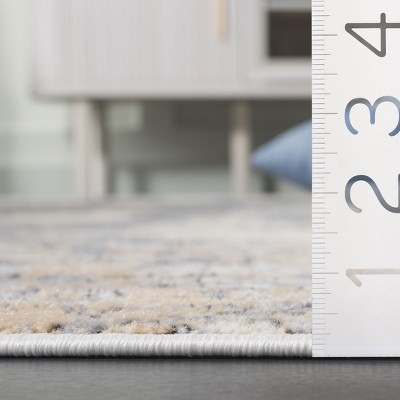 Reversible Hand-Knotted Grey and Gold Synthetic Area Rug 59"