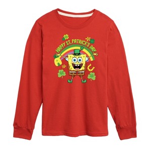 Boys' - SpongeBob Squarepants - Happy St Patricks Day Long Sleeve Graphic T-Shirt - 1 of 4