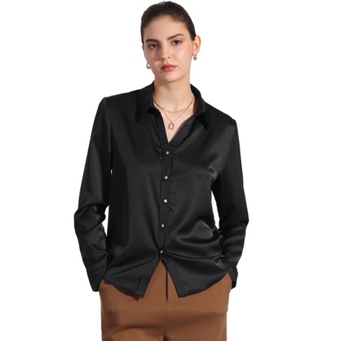 Allegra K Women's Work Office V Neck Button Down Long Sleeve Chiffon Blouse - image 1 of 4