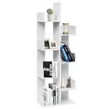 Costway 8-Tier Bookshelf Bookcase w/8 Open Compartments Space-Saving Storage Rack White/Black