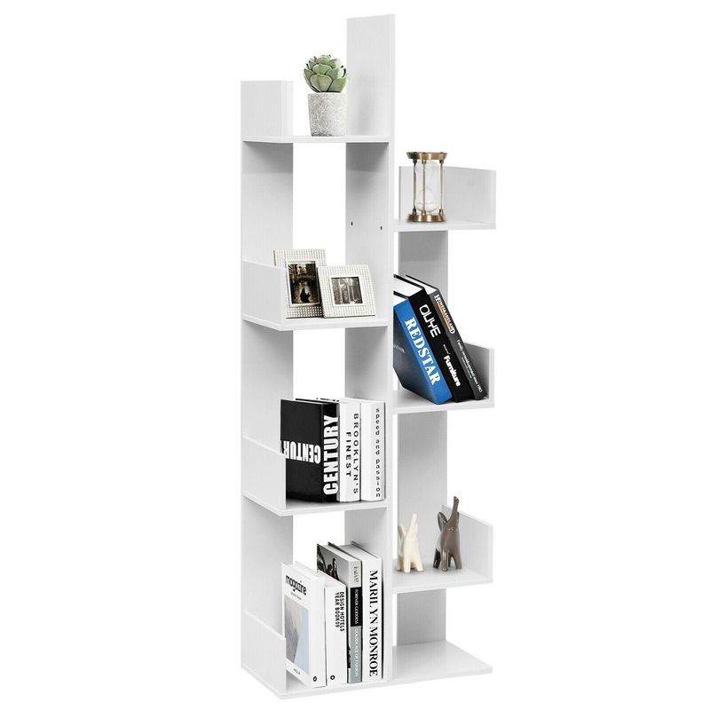 Costway 8-Tier Bookshelf Bookcase w/8 Open Compartments Space-Saving Storage Rack White/Black, 1 of 11