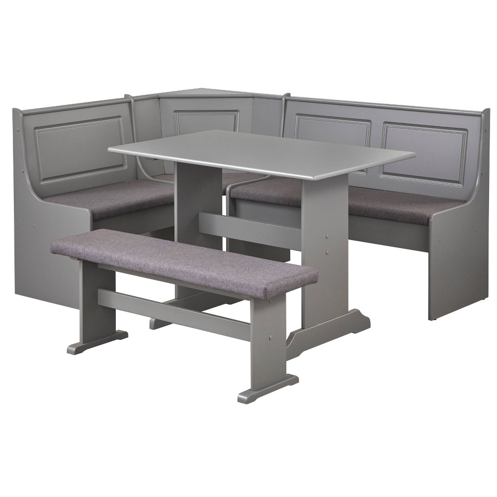Photos - Dining Table 3pc Polly Upholstered Nook Dining Set Charcoal Gray - Buylateral