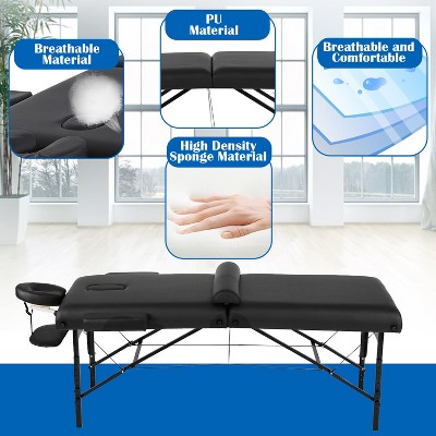 Black Hardwood Portable Massage Table with Adjustable Height