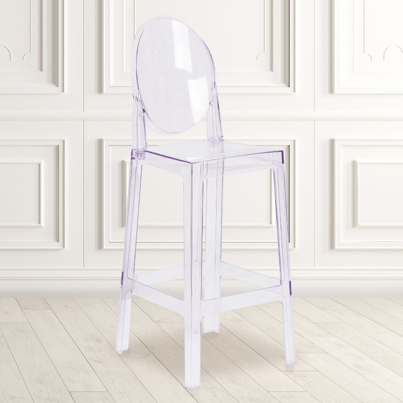 Emma and Oliver Ghost Barstool with Oval Back in Transparent Crystal, 3 of 13