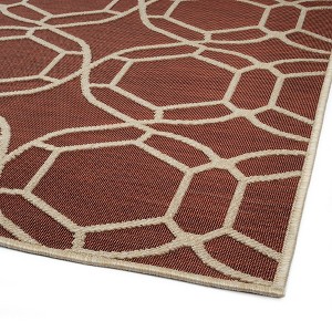 Vynxaria 2' x 3' Contemporary Geometric High-Low Cut & Loop Throw Rug - Indoor/Outdoor - 1 of 4