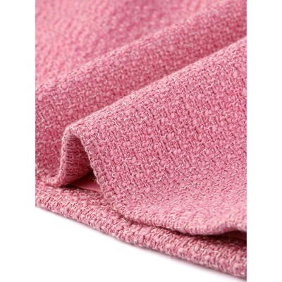Allegra K Women's Tweed Plaid Double-breasted Scoop Neck Long Sleeve Casual Jackets Pink Small — фото 5