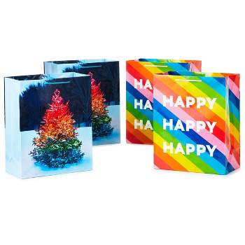 Hallmark 4ct Large Gift Bag Rainbow Tree/'Happy'
