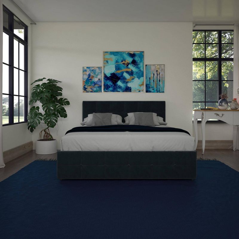 Rosalie Velvet Upholstered Bed W/Storage - Room & Joy, 4 of 11