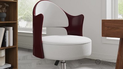Swivel Faux Leather Accent Chair in White and Chrome - Set of 2