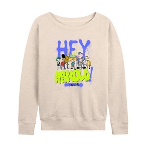 Women's - Hey Arnold! - Retro Arnold Since 96 Lightweight French Terry Wide Neck Long Sleeve Shirt - 1 of 4