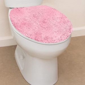 Waterford Collection Toilet Lid Cover, Extra Soft and Absorbent, Machine Wash Dry, Bathroom Rug, 18x18 Lid Cover, Pink - 1 of 4