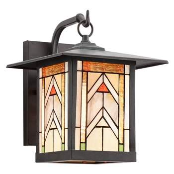11.75" 1-Light Geometric Outdoor Wall Lantern Sconce Oil Rubbed Bronze - River of Goods