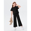 Mocamel Girl's Sports Simple Texture Casual Round Neck Short Sleeves and Loose Pant 2 piece Set - 4 of 4