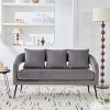 53.7" Modern Velvet Loveseat Sofa with Open Back & 3 Pillows,Small 2-Seater Couch for Living Room Bedroom Apartment-Baofuwish - 2 of 4