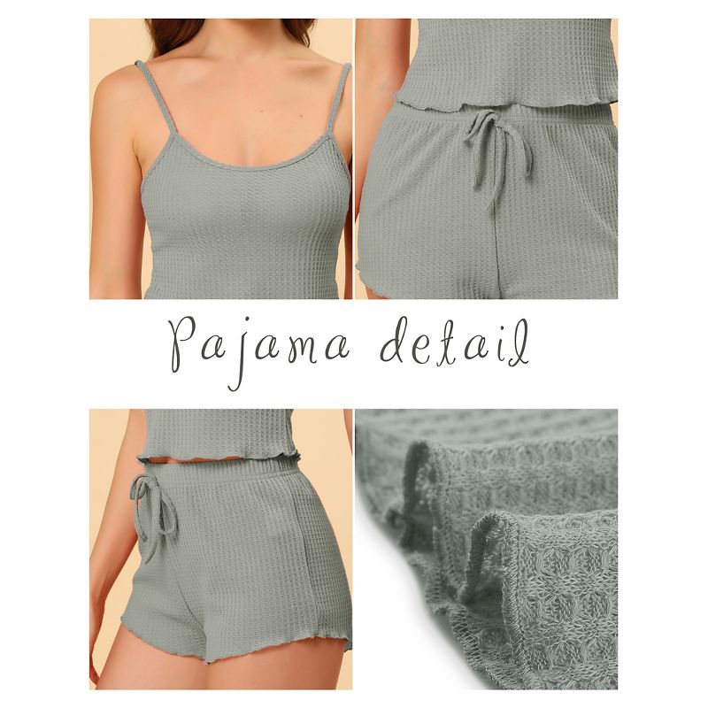 cheibear Women's Knit Spaghetti Strap Cami Tops Shorts Lounge pajama Set, 5 of 7
