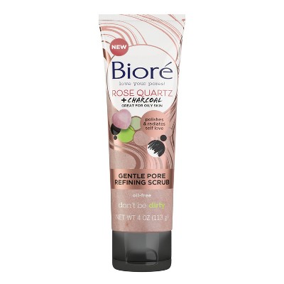 Biore Rose Quartz + Charcoal Gentle Pore Refining Scrub - 4oz